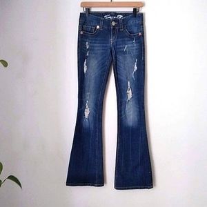 💥 EUC Seven7 Distressed Dark Wash Boot Cut Jeans